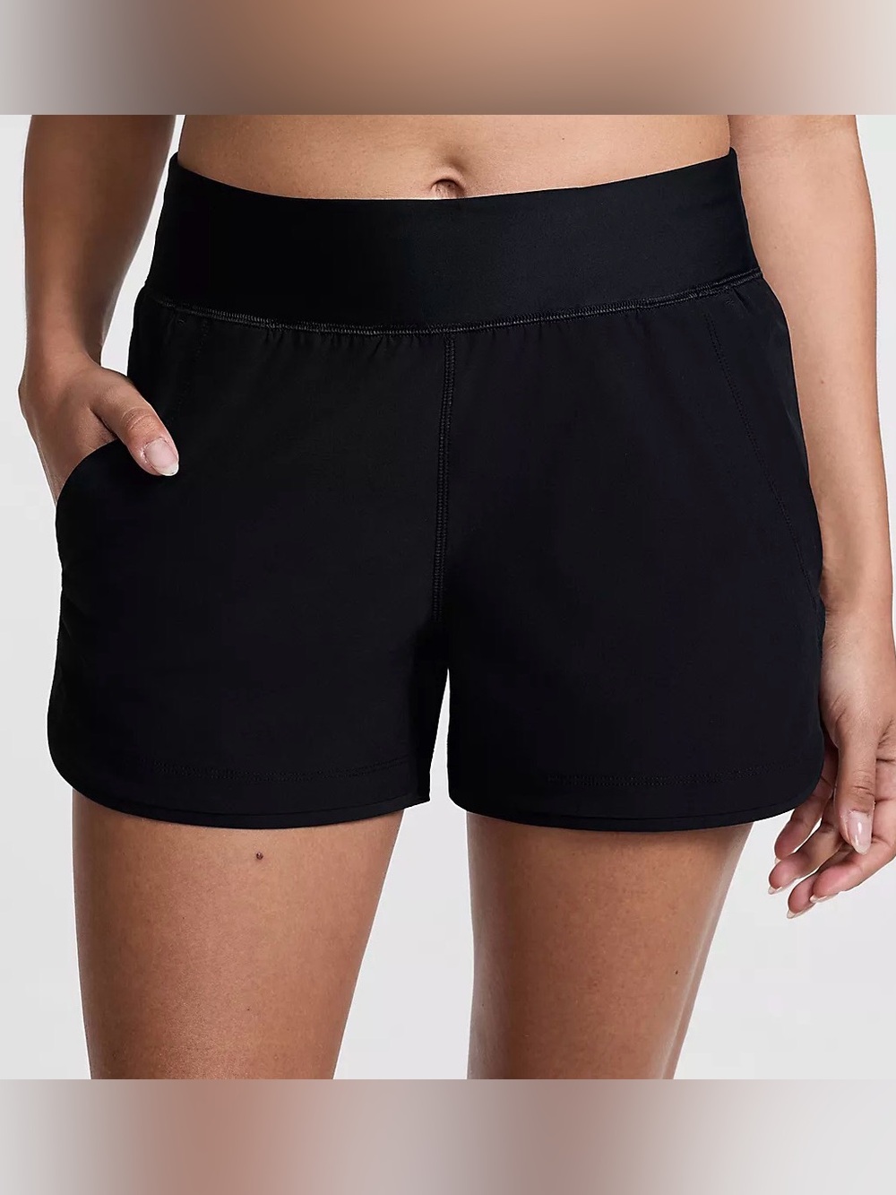 Lands End Size 6 Swim Shorts Pull On Black Liner Pockets